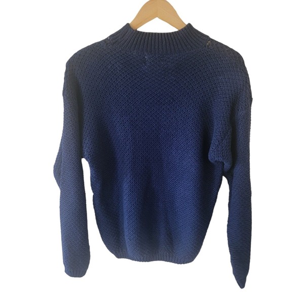 Vintage Marnie West Floral Sweater Pullover Blue Medium Cottagecore Knit Jumper - Picture 4 of 7